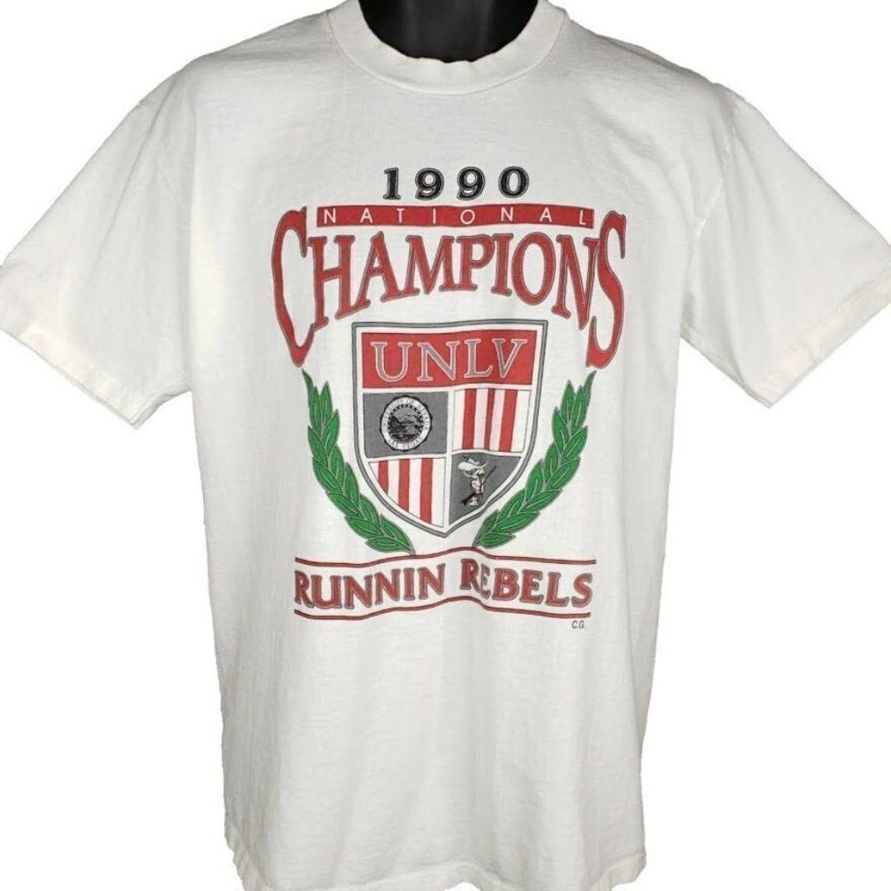 UNLV Runnin Rebels T Shirt Vintage 90s 1990 National Champions Made In USA Mens